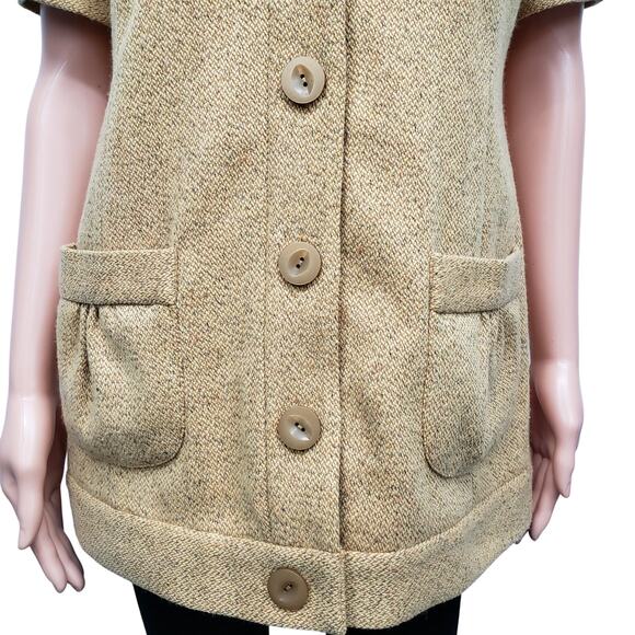 NWT Anthropologie Tabitha Tweed Blazer Cardigan Jacket 10 Short Sleeve Mustard - Picture 5 of 13